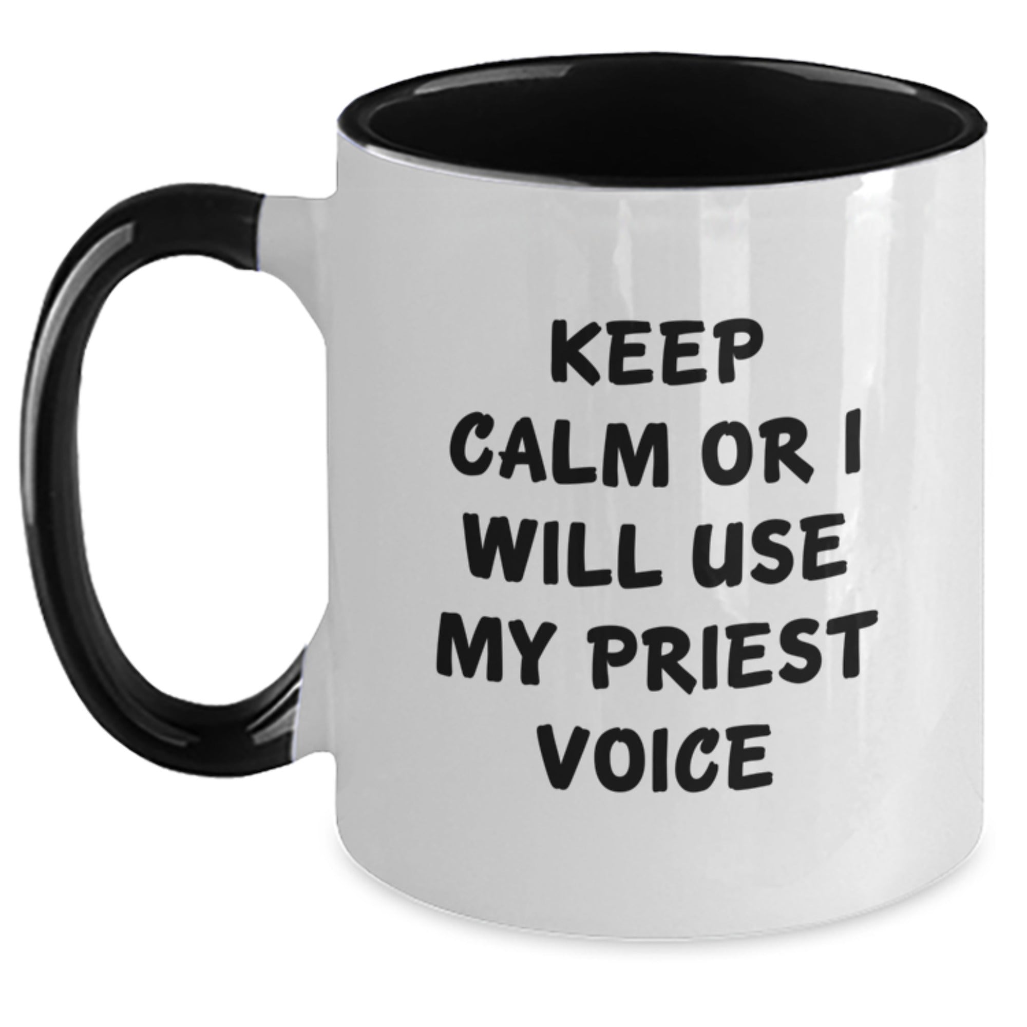 Priest Keepsake Mug for Him Birthday Gift Black & White Ceramic - Main