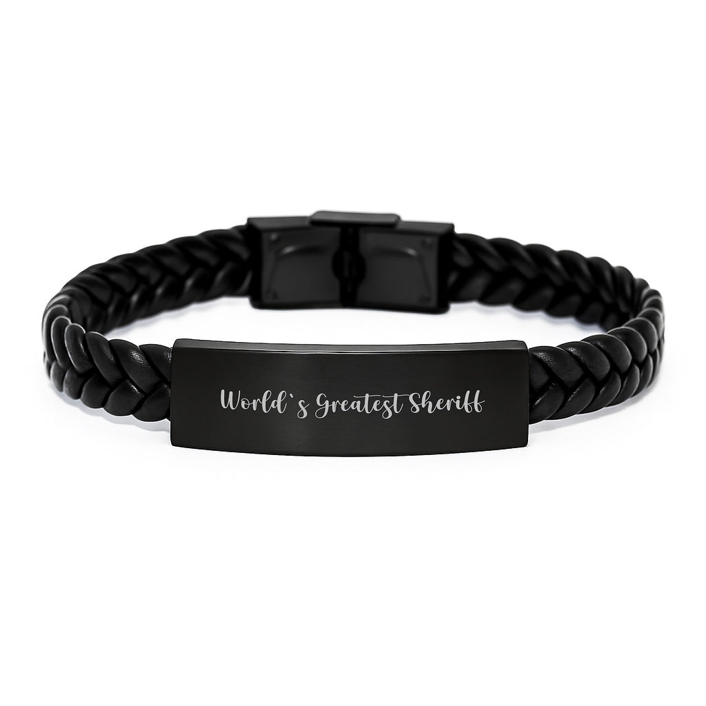 Sheriff Keepsake Interlaced Leather Bracelet for Him Birthday Gift - Image 1