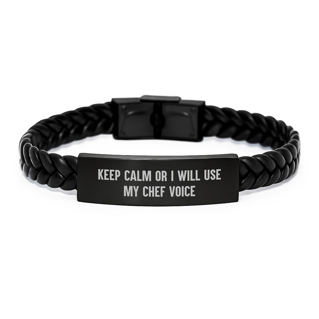Birthday Gift for Her Chef Interlaced Leather Bracelet Present - Image 1