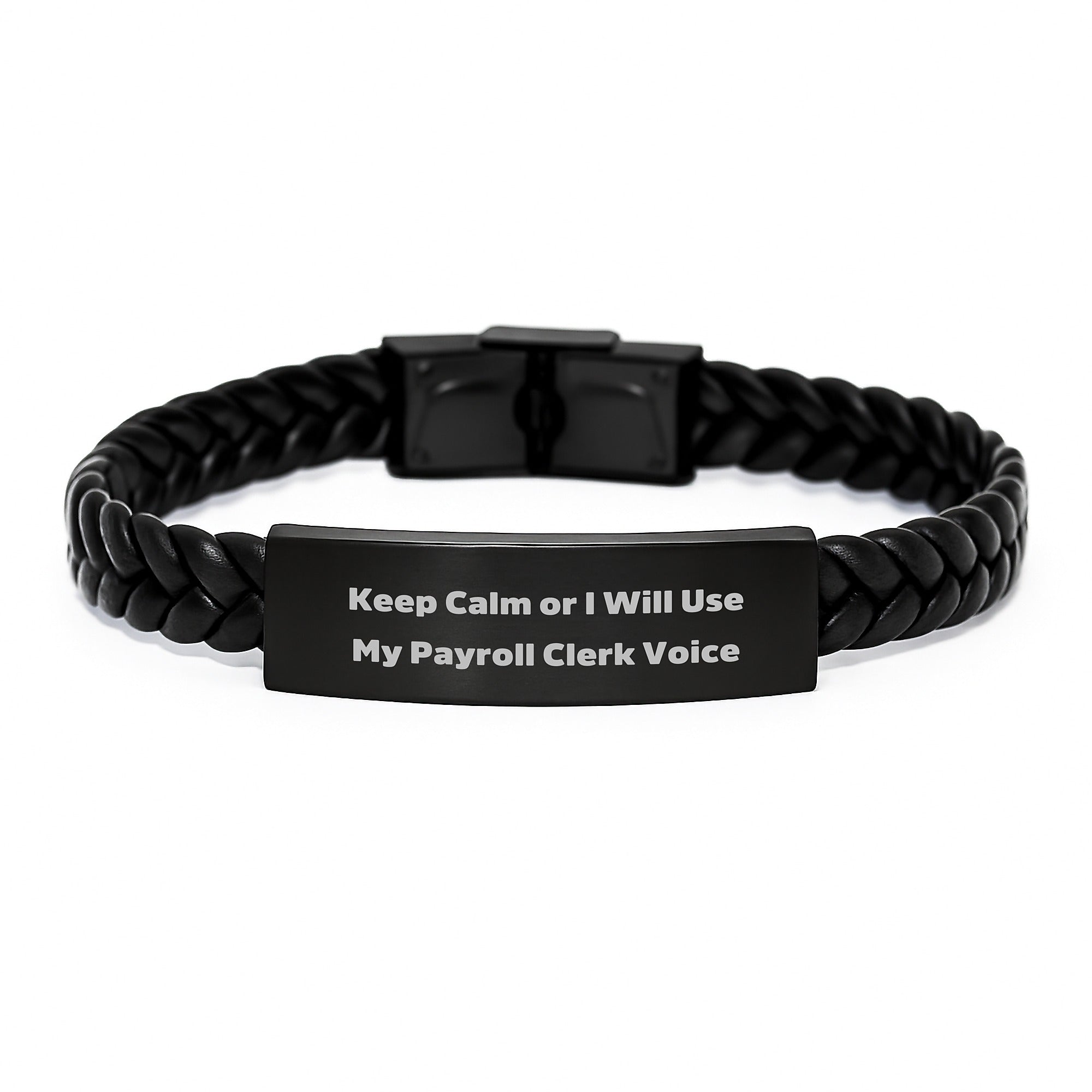 Payroll Clerk Keepsake Interlaced Leather Bracelet for Him Birthday Gift - Image 1