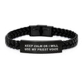 Priest Interlaced Leather Bracelet Keepsake Birthday Gift for Him - Image 1