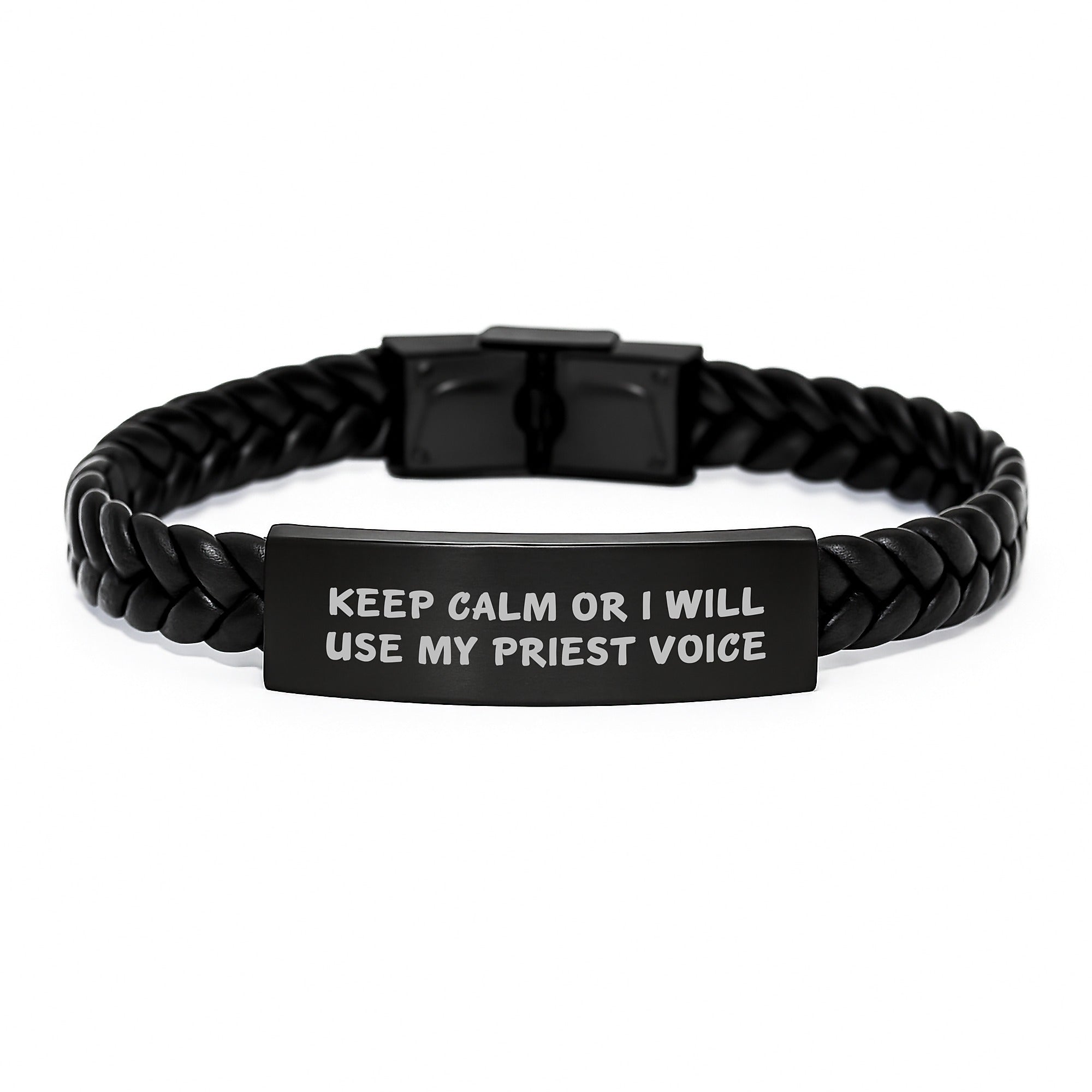 Priest Interlaced Leather Bracelet Keepsake Birthday Gift for Him - Image 1