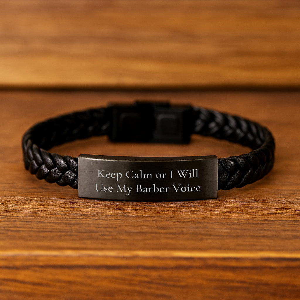 Barber Keepsake Interlaced Leather Bracelet for Him Birthday Gift - Image 2