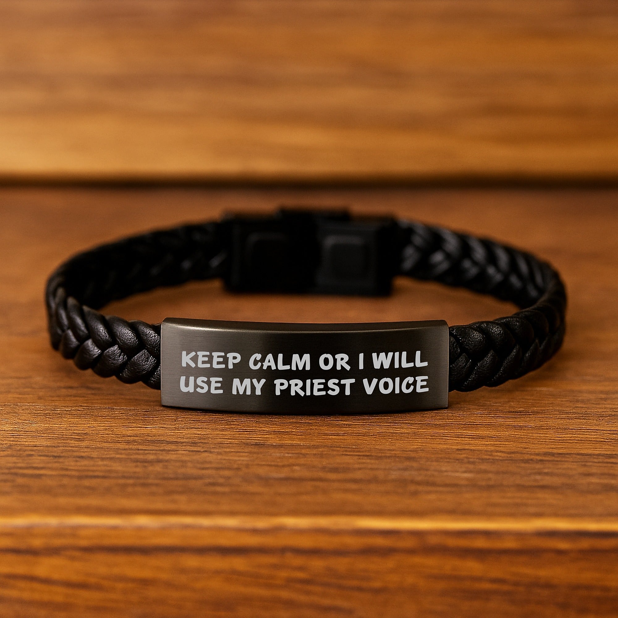Priest Interlaced Leather Bracelet Keepsake Birthday Gift for Him - Image 2