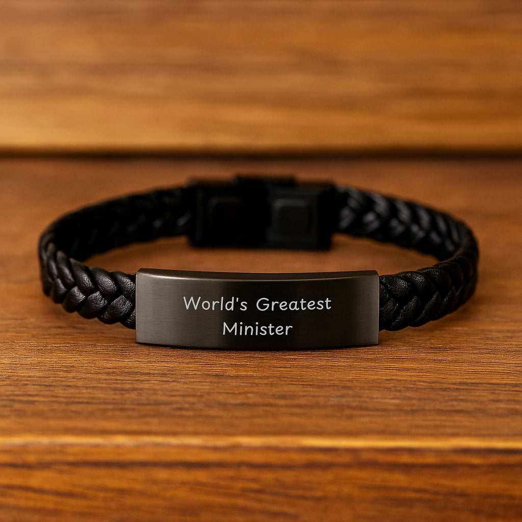 Minister Interlaced Leather Bracelet for Her Birthday Gift Present - Image 2