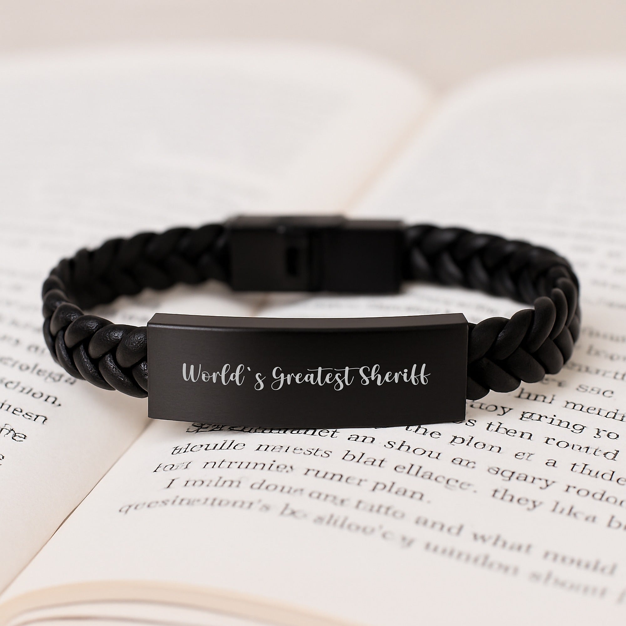 Sheriff Keepsake Interlaced Leather Bracelet for Him Birthday Gift - Image 3