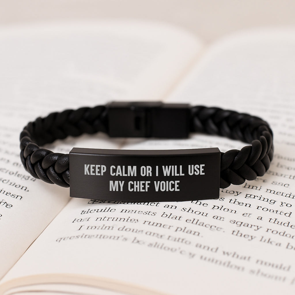 Birthday Gift for Her Chef Interlaced Leather Bracelet Present - Image 3