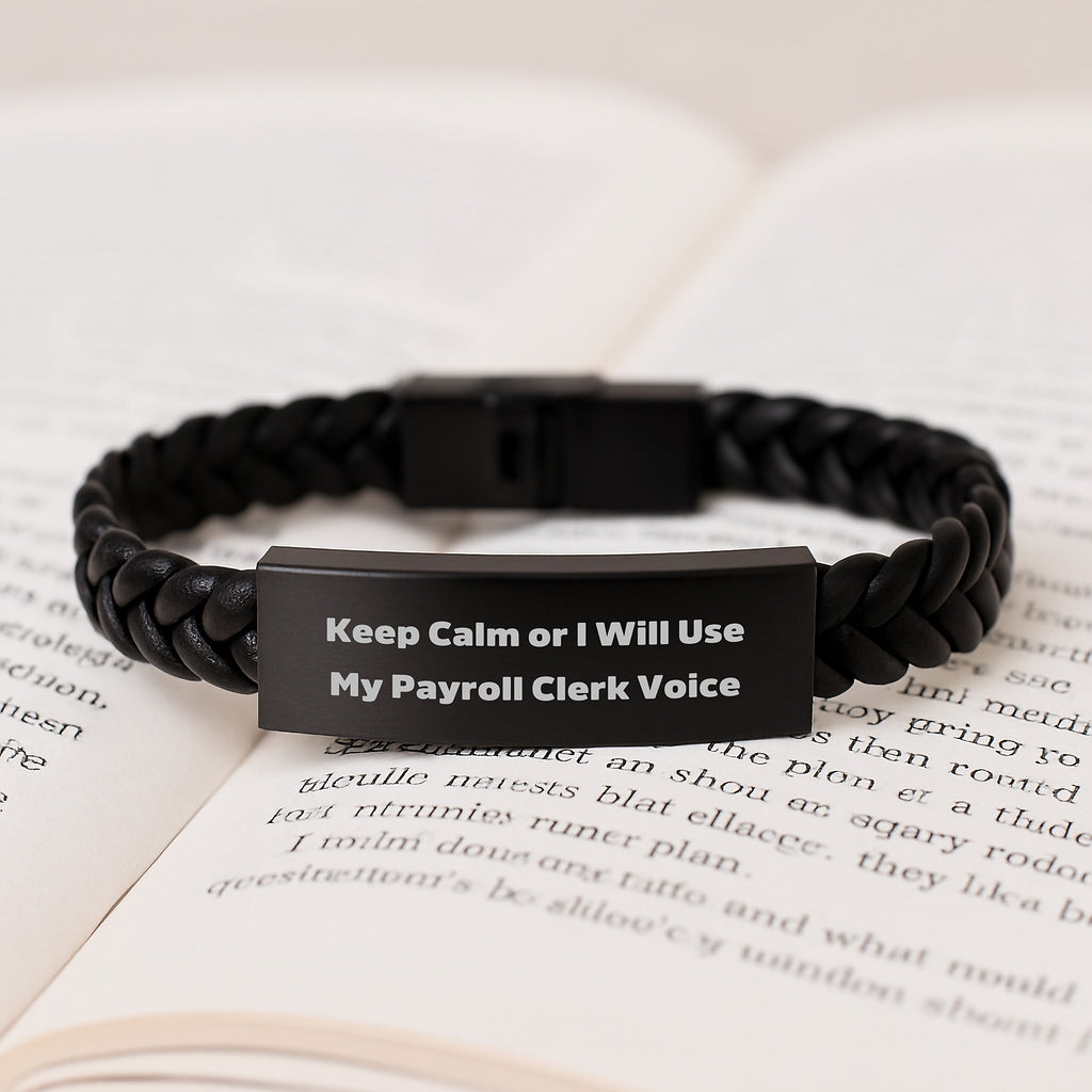 Payroll Clerk Keepsake Interlaced Leather Bracelet for Him Birthday Gift - Image 3
