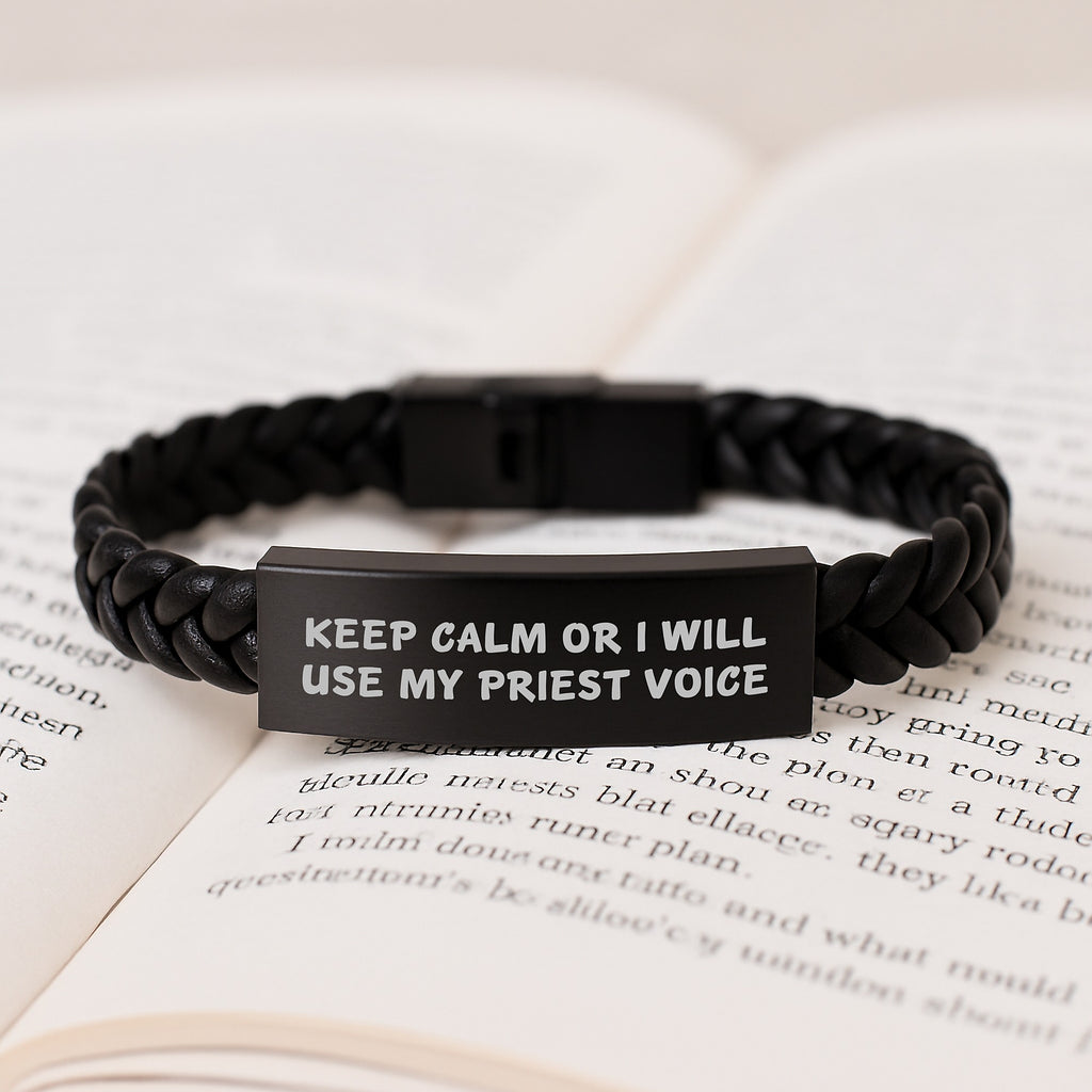 Priest Interlaced Leather Bracelet Keepsake Birthday Gift for Him - Image 3