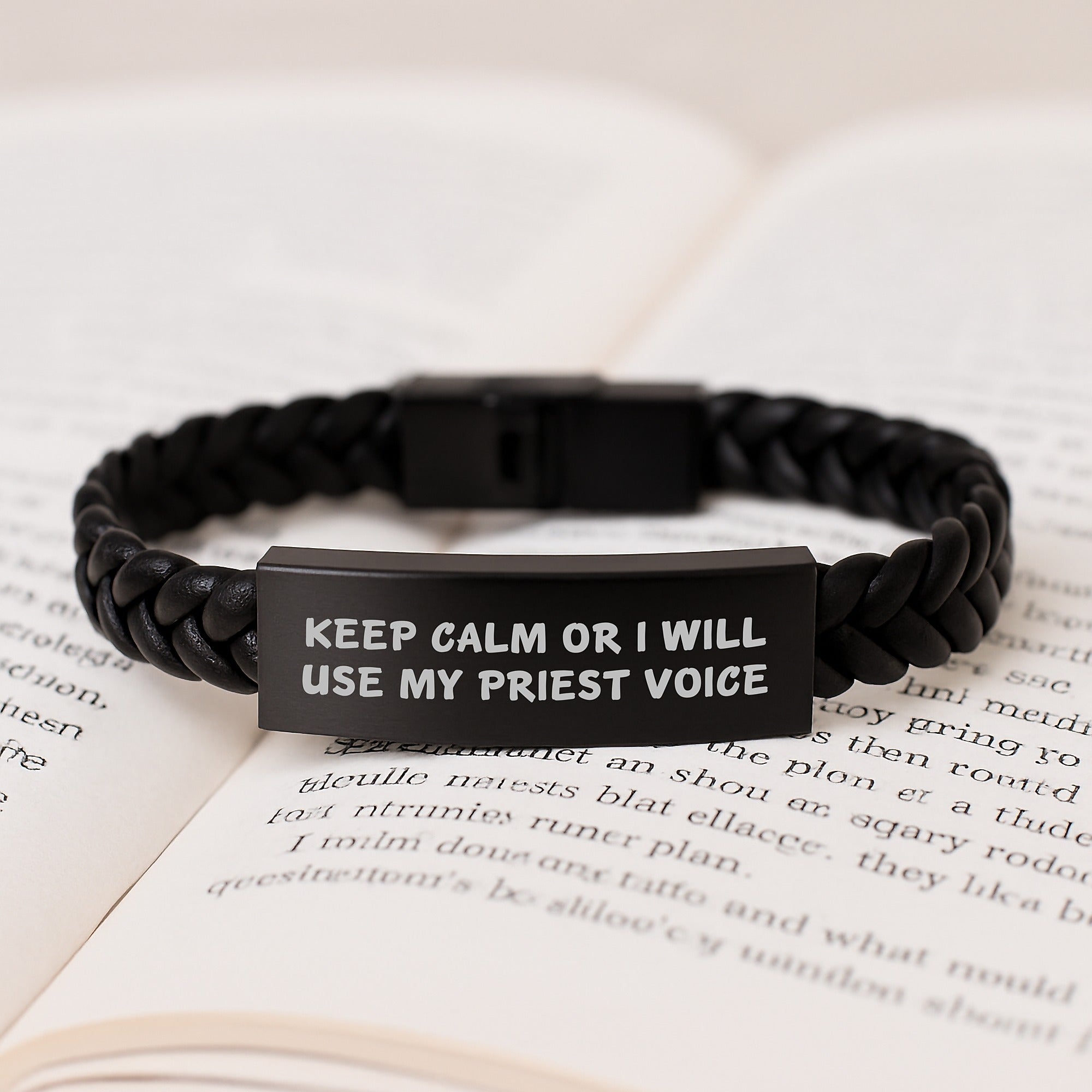 Priest Interlaced Leather Bracelet Keepsake Birthday Gift for Him - Image 3