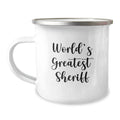 Sheriff Camping Mug Keepsake for Him World's Greatest Birthday Gift - Image 1