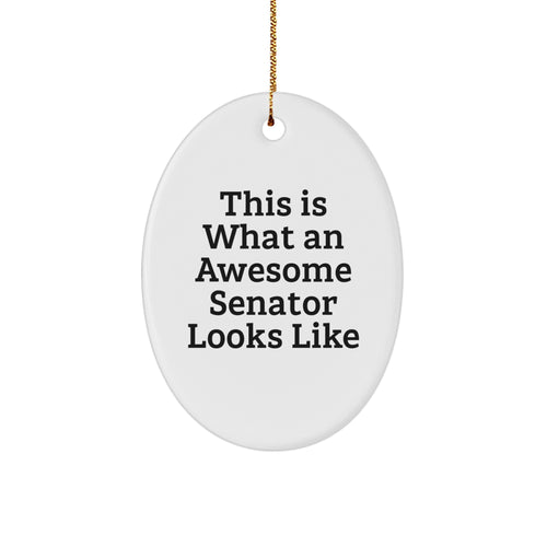 Christmas Gift Oval Ornament for Her Present – Senator Quote - Image 1