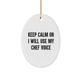 Christmas Gift Present for Her Chef Keeps Calm Oval Ornament - Image 1