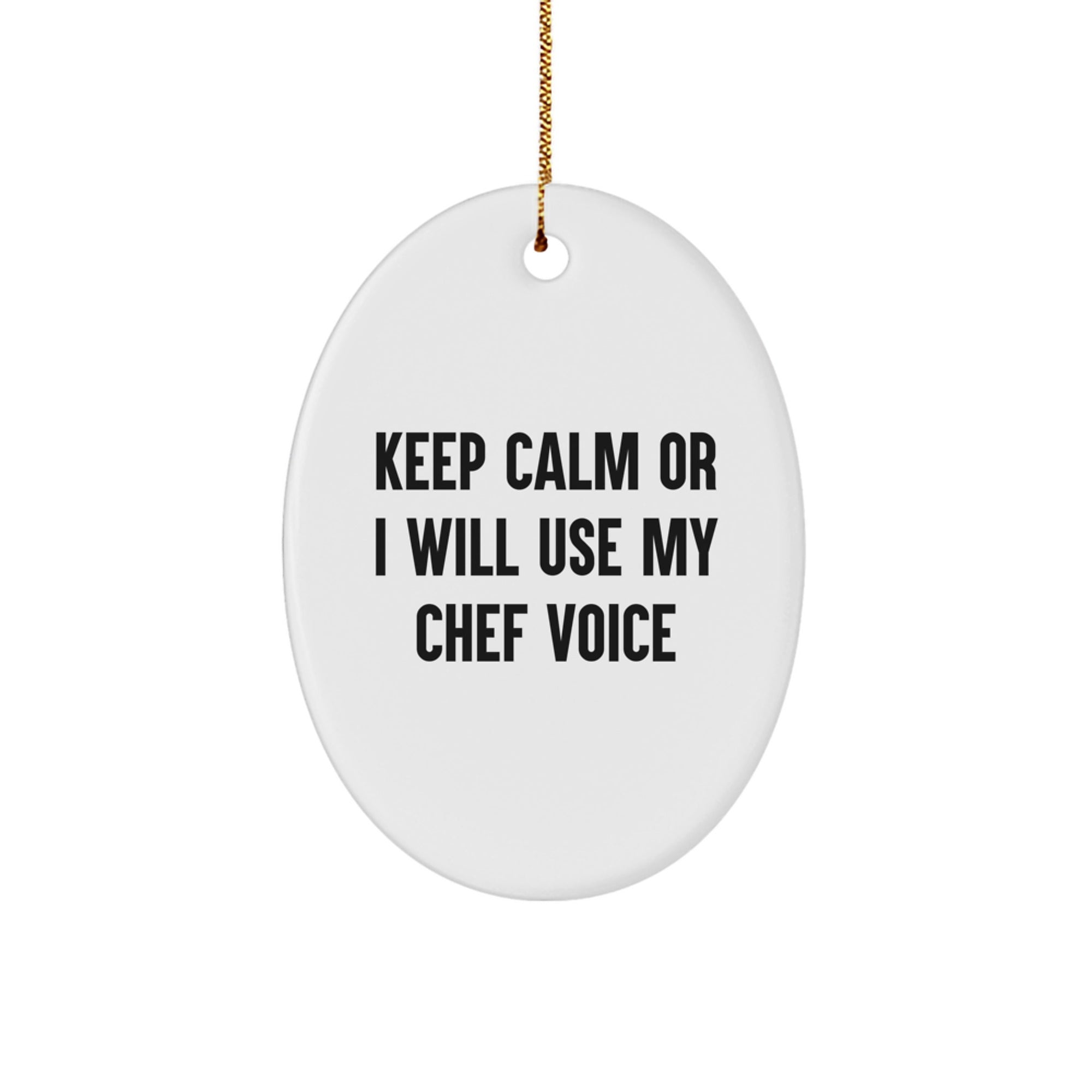 Christmas Gift Present for Her Chef Keeps Calm Oval Ornament - Image 1
