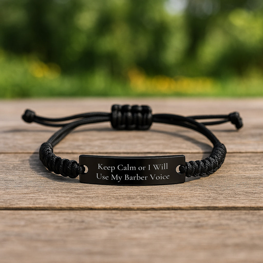 Barber Rope Bracelet Gift for Him – Keep Calm Or I Will Use Barber Voice - Image 2