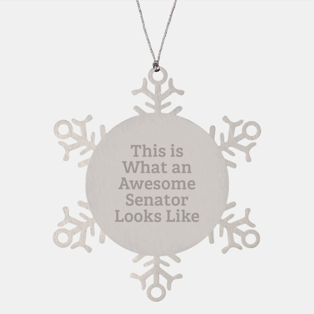 Christmas Gift for Her Senator Snowflake Ornament Present Shimmering - Image 1