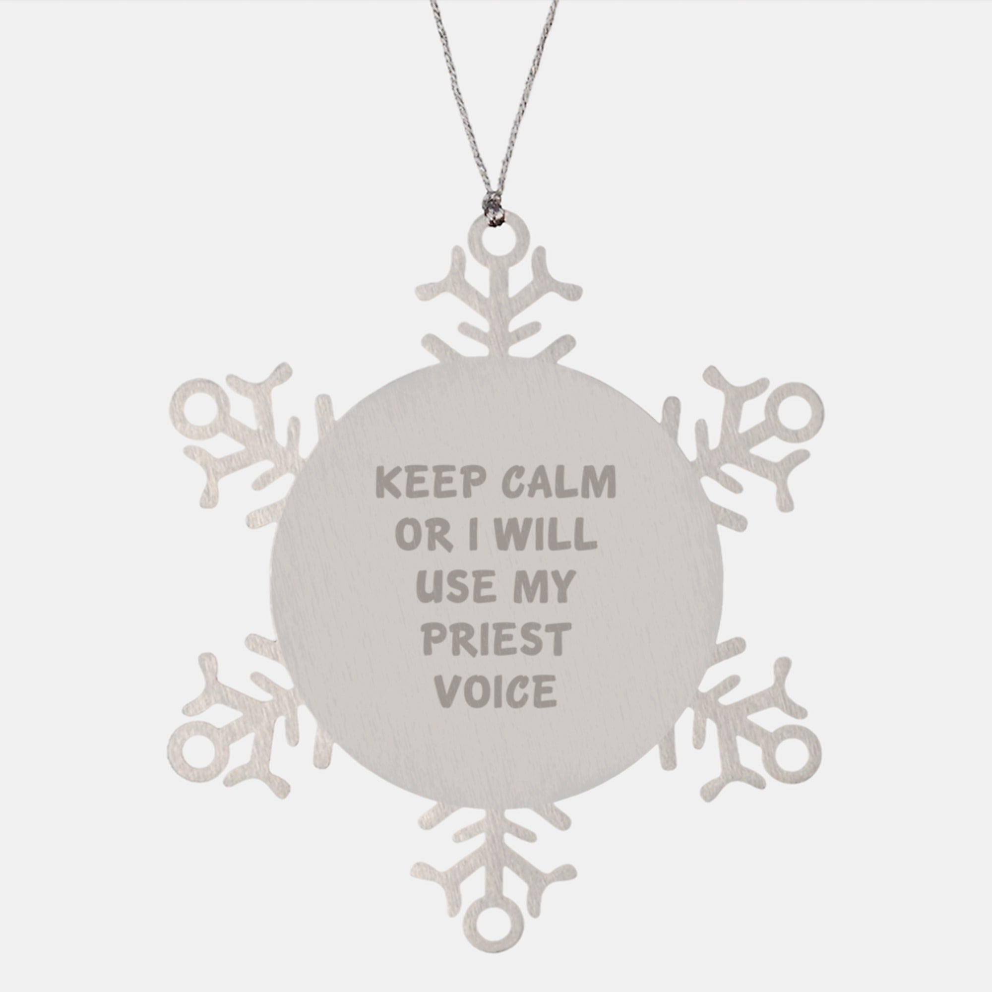Christmas Gift for Her Priest Ornament Keep Calm Or I Will Use My Voice - Image 1